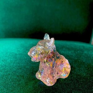 Vintage Mini Pink Glass Schnauzer Figurine